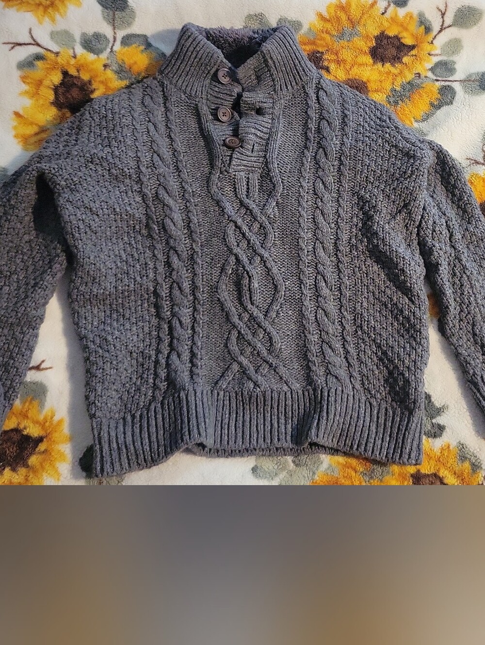 GAP Men's Charcoal Gray Cable Zip-Up Sweater